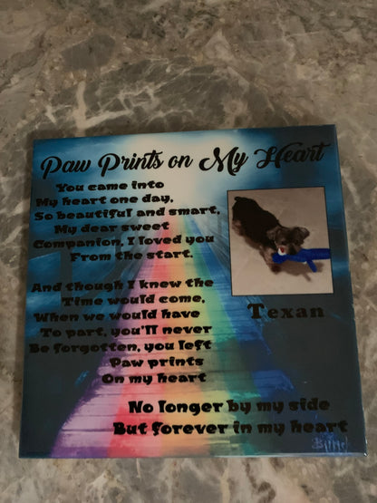 Pet Memorial Keepsake on a Ceramic Tile